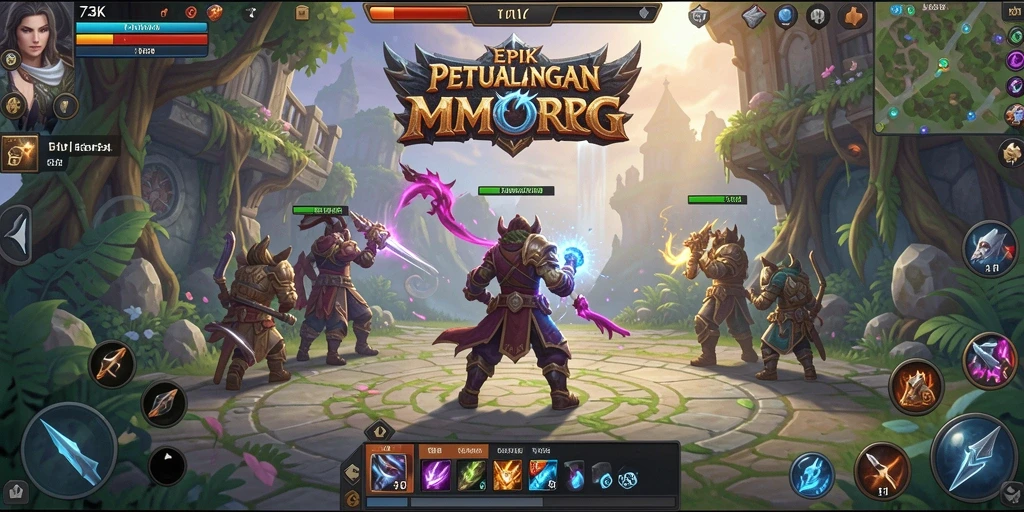 Screenshot gameplay 73K menampilkan aksi seru dari pertempuran MMORPG.
