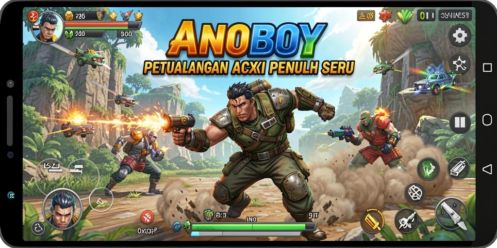 Tampilan gameplay ANOBOY yang mendebarkan dan penuh aksi.