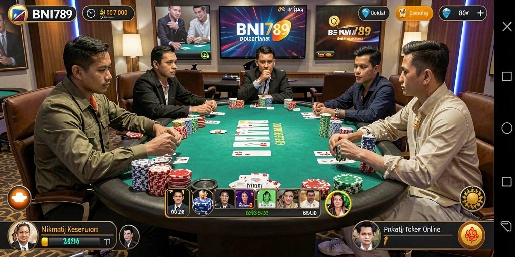 Screenshot gameplay BNI789 menampilkan keseruan poker online.