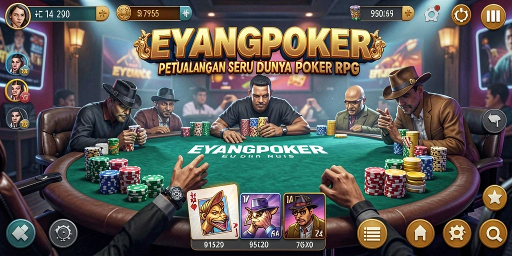 Tampilan gameplay seru di EYANGPOKER dengan elemen RPG yang menarik.