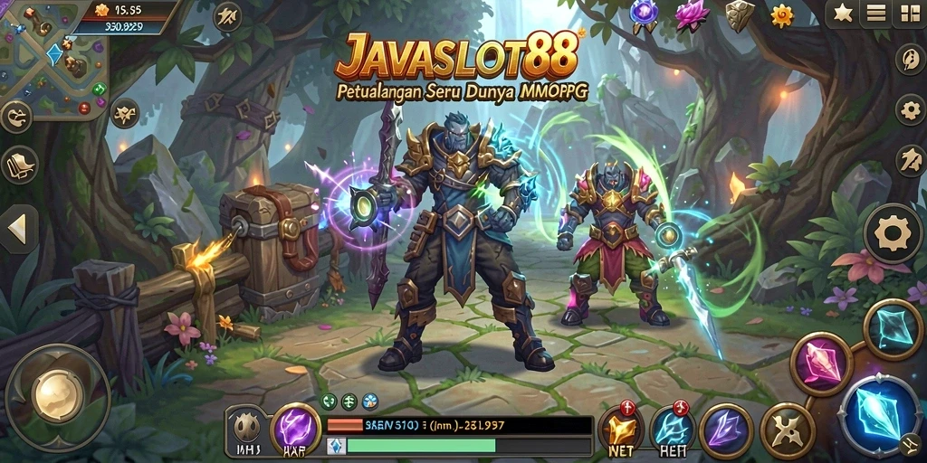 Screenshot gameplay <strong>JAVASLOT88</strong> yang menampilkan pertempuran seru dalam dunia MMORPG.
